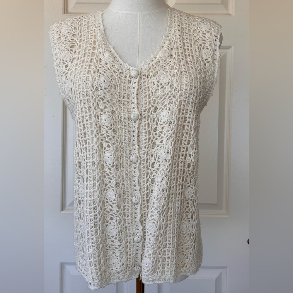Shenanigans Women’s Handknit Vest Off White Size Large